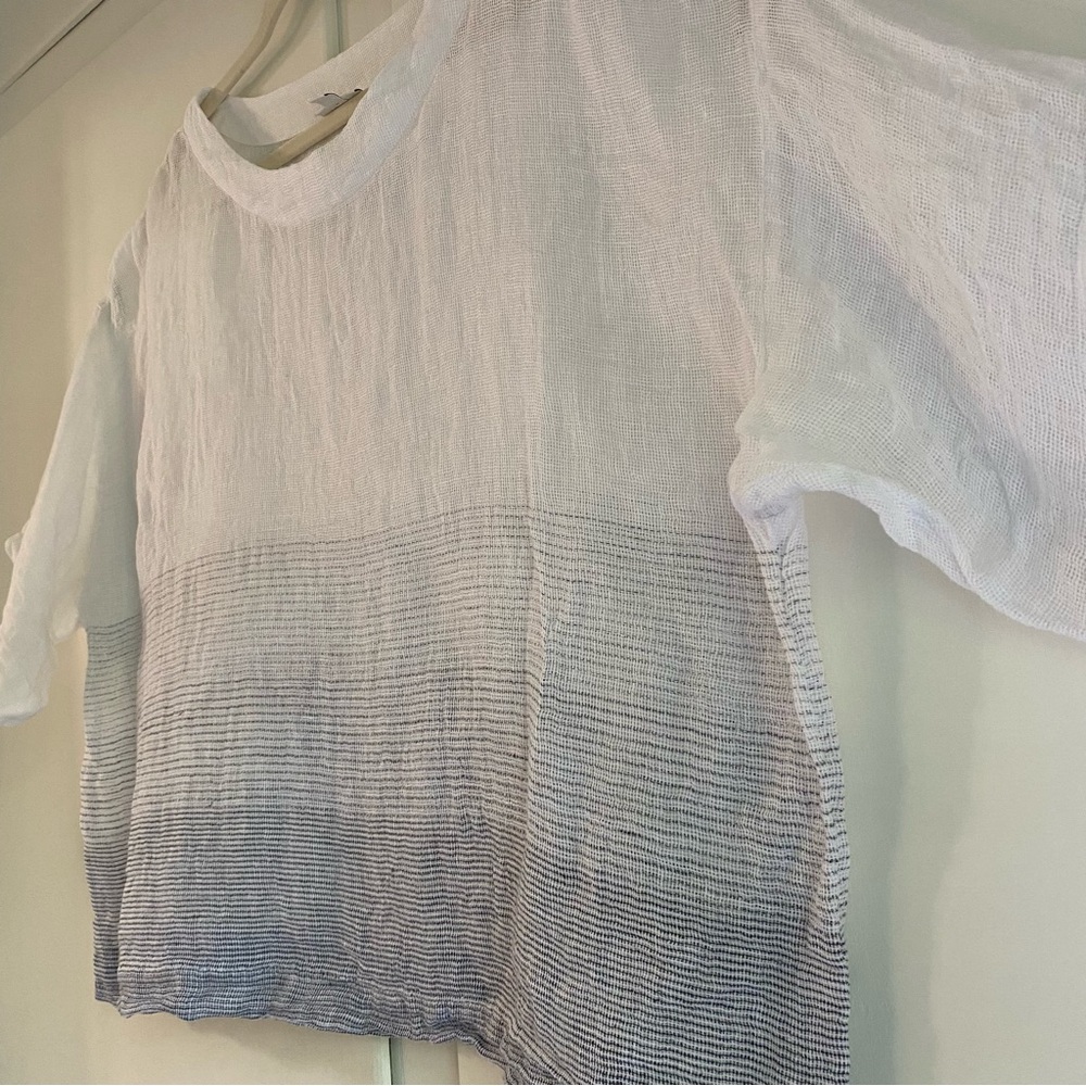 Pure Jill J. Jill Oversized Linen Gauze Gradient Tee - White to Light Blue 2X - Picture 2 of 7